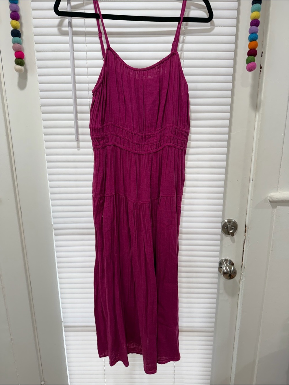 Like New Old Navy Women's Magenta Spaghetti-Strap Midi/ Maxi Dress